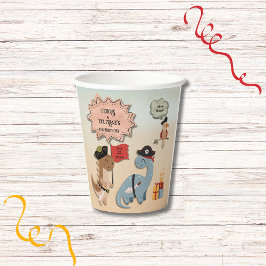 Dinosaur Pirate Verjaardagsfeestje Twin Boys Custo Papieren Bekers