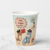 Dinosaur Pirate Verjaardagsfeestje Twin Boys Custo Papieren Bekers (Achterkant)