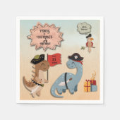 Dinosaur Pirate Verjaardagsfeestje Twin Boys Custo Servet (Voorkant)