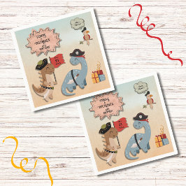 Dinosaur Pirate Verjaardagsfeestje Twin Boys Custo Servet