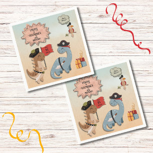 Dinosaur Pirate Verjaardagsfeestje Twin Boys Custo Servet