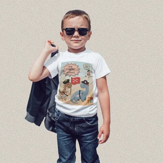 Dinosaur Pirate Verjaardagsfeestje Twin Boys Custo T-shirt