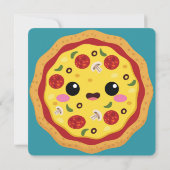 Dinosaur Pizza Party Square Invitation Kaart (Achterkant)