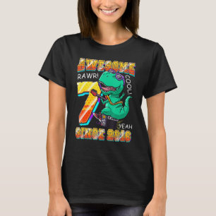 Dinosaur Play Guitar Geweldige sinds 2016, 7e herz T-shirt
