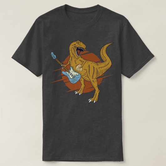 Dinosaur Playing Guitar Funny Guitarist Player Mus T-shirt (Design voorkant)