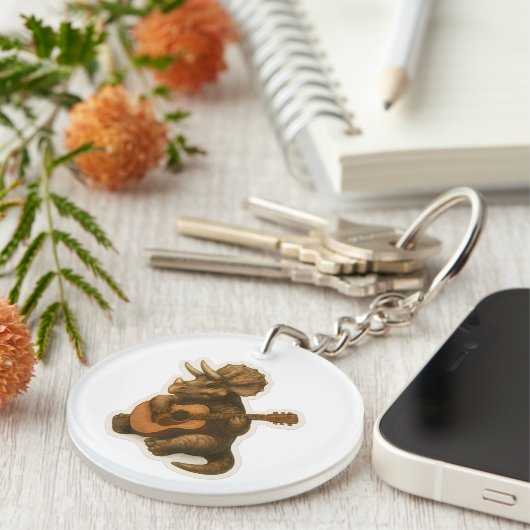 Dinosaur Playing Guitar Sleutelhanger (Voorkant Rechts)