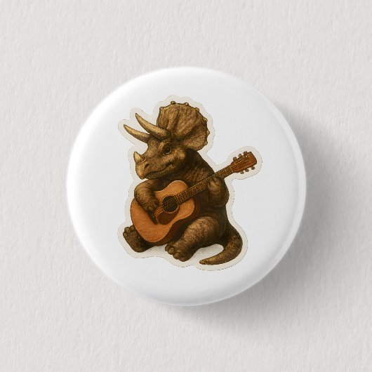 Dinosaur Plays Guitar Ronde Button 3,2 Cm (Voorkant)
