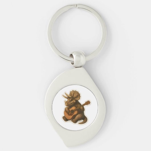 Dinosaur Plays Guitar Sleutelhanger (Voorkant)