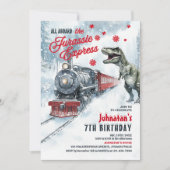 Dinosaur Polar Express verjaardagsfeestje uitnodig Kaart (Voorkant)