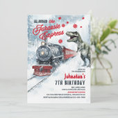 Dinosaur Polar Express verjaardagsfeestje uitnodig Kaart (Staand voorkant)