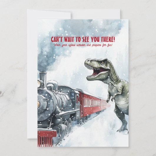 Dinosaur Polar Express verjaardagsfeestje uitnodig Kaart (Achterkant)