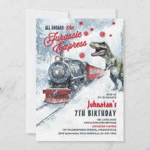 Dinosaur Polar Express verjaardagsfeestje uitnodig Kaart
