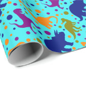 Dinosaur polka dot kleurrijk voor baby kinderen cadeaupapier (Rol Hoek)