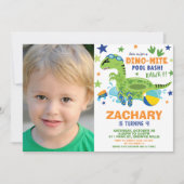 Dinosaur Pool Birthday Party Bash Boy Swim Floatie Kaart (Voorkant)