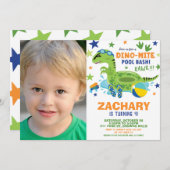 Dinosaur Pool Birthday Party Bash Boy Swim Floatie Kaart (Voorkant / Achterkant)