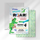 Dinosaur Pool Party Birthday Uitnodiging