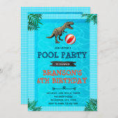Dinosaur pool party thema uitnodiging (Voorkant / Achterkant)