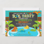 Dinosaur Pool Party Uitnodiging - Verjaardagsfeest (Voorkant)