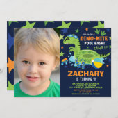 Dinosaur Pool Verjaardagsfeestje Bash Boy Dino Flo Kaart (Voorkant / Achterkant)