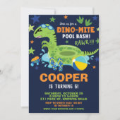 Dinosaur Pool Verjaardagsfeestje Bash Boy Dino Flo Kaart (Voorkant)