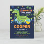 Dinosaur Pool Verjaardagsfeestje Bash Boy Dino Flo Kaart (Staand voorkant)