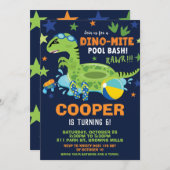 Dinosaur Pool Verjaardagsfeestje Bash Boy Dino Flo Kaart (Voorkant / Achterkant)