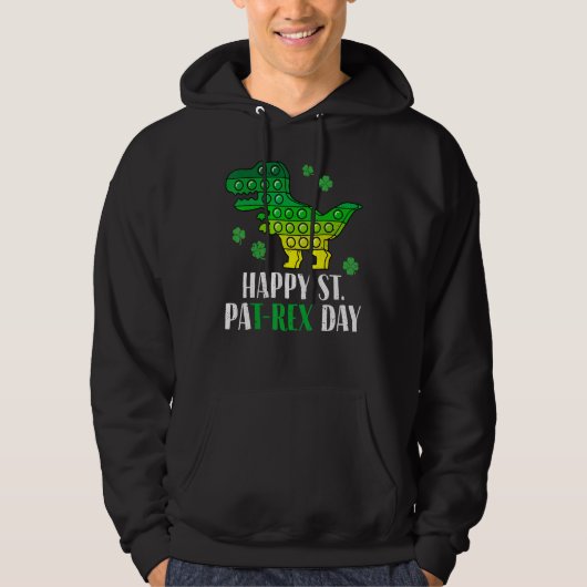 Dinosaur Popper Happy T Rex St Patrick's Day Irish Hoodie (Voorkant)
