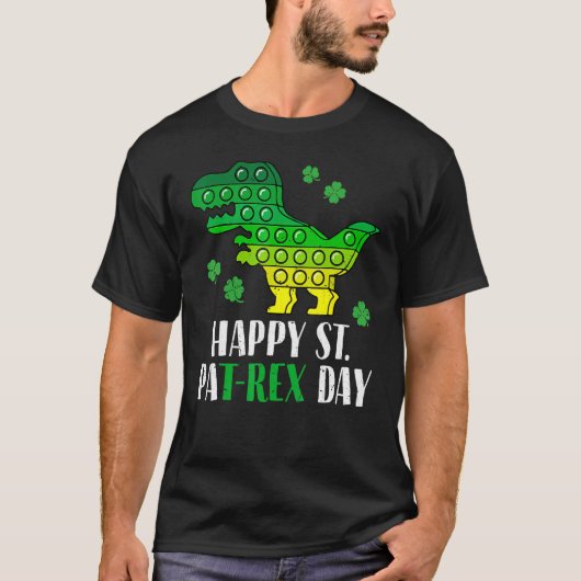 Dinosaur Popper Happy T Rex St Patrick's Day Irish T-shirt (Voorkant)
