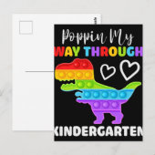 Dinosaur Poppin My Way Through Kindergarten Briefkaart (Voorkant / Achterkant)