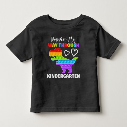 Dinosaur Poppin My Way Through Kindergarten Kinder Shirts (Voorkant)