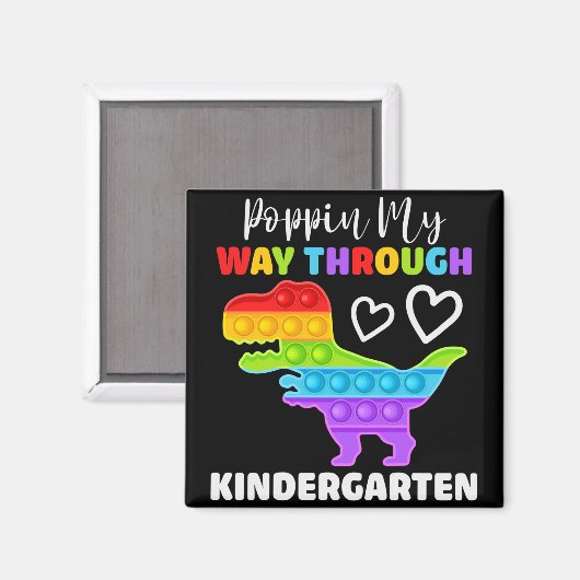 Dinosaur Poppin My Way Through Kindergarten Magneet (Voorkant / Achterkant)