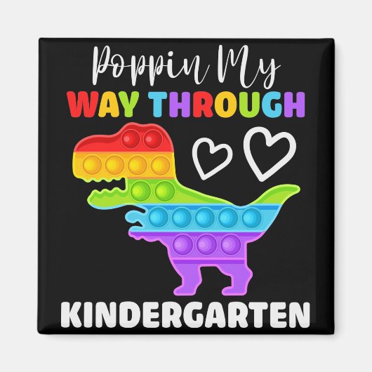Dinosaur Poppin My Way Through Kindergarten Magneet (Voorkant)
