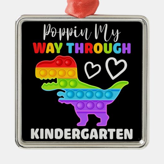 Dinosaur Poppin My Way Through Kindergarten Metalen Ornament (Voorkant)