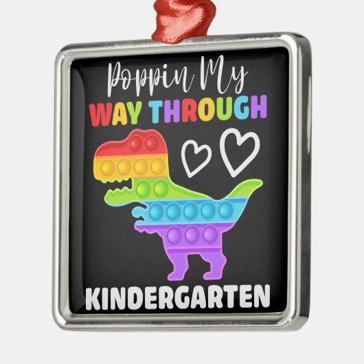 Dinosaur Poppin My Way Through Kindergarten Metalen Ornament (Links)