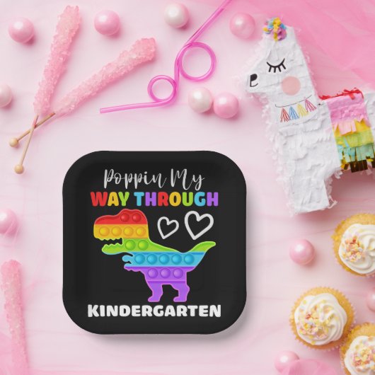 Dinosaur Poppin My Way Through Kindergarten Papieren Bordje (Feest)