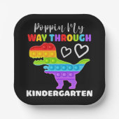 Dinosaur Poppin My Way Through Kindergarten Papieren Bordje (Voorkant)