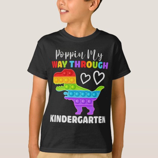 Dinosaur Poppin My Way Through Kindergarten T-shirt (Voorkant)