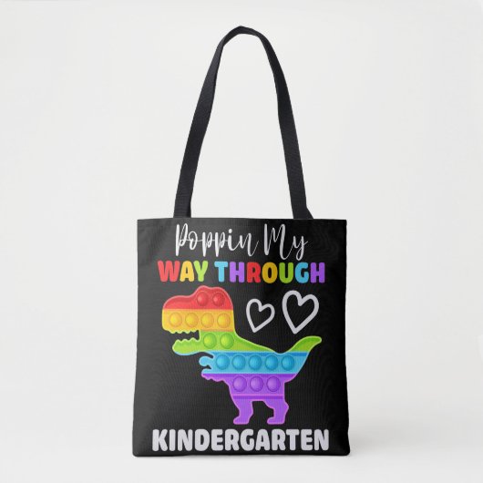 Dinosaur Poppin My Way Through Kindergarten Tote Bag (Voorkant)