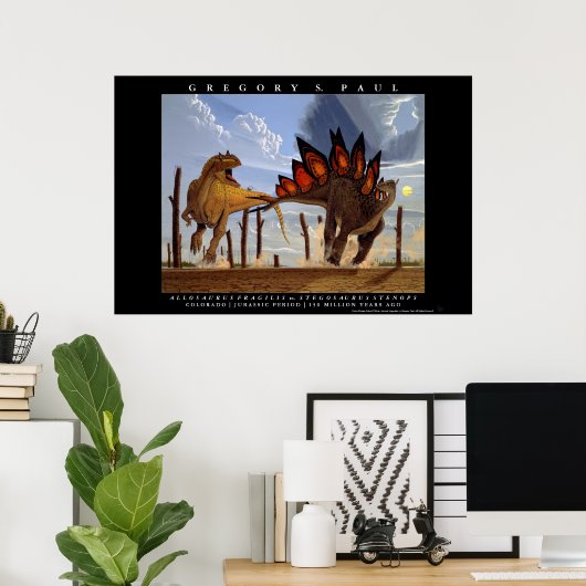 Dinosaur Poster Allosaurus Stegosaurus Greg Paul (Thuiskantoor)