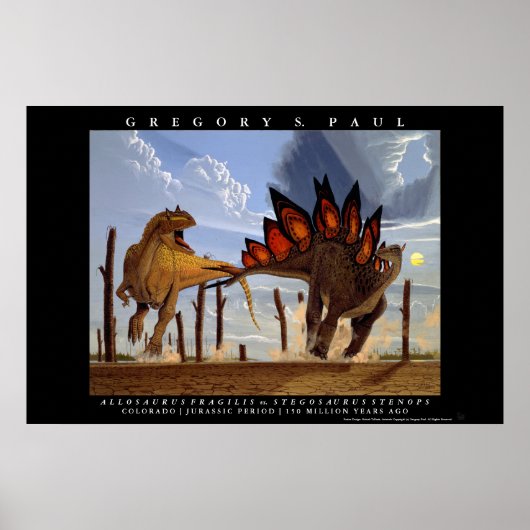 Dinosaur Poster Allosaurus Stegosaurus Greg Paul (Voorkant)