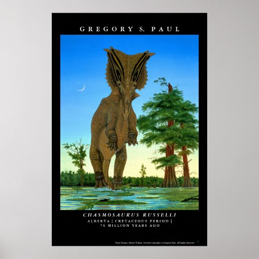 Dinosaur Poster Chasmosaurus Gregory Paul (Voorkant)