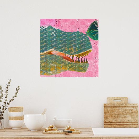 Dinosaur-Poster met Butterfly Art Print (Keuken)