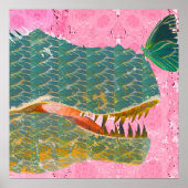 Dinosaur-Poster met Butterfly Art Print (Voorkant)