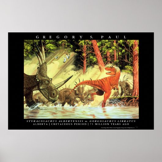 Dinosaur Poster Styracosaurs Gorgosaurus Greg Paul (Voorkant)