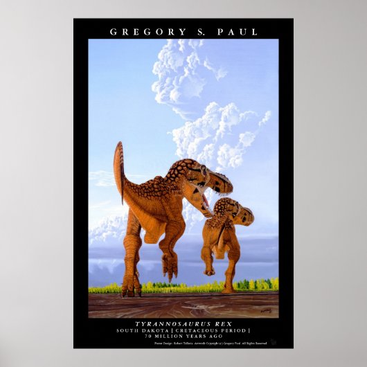 Dinosaur Poster Tyrannosaurus T rex Greg Paul (Voorkant)