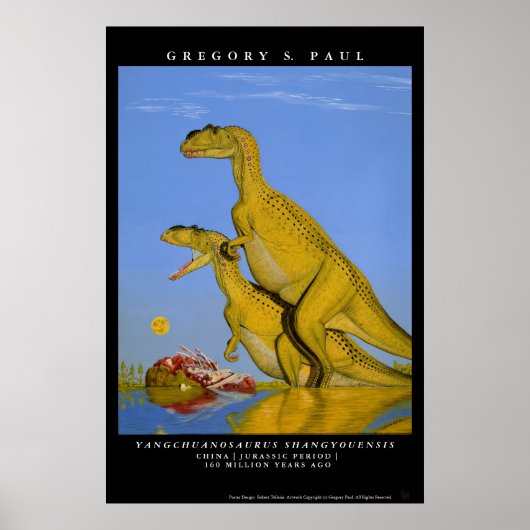 Dinosaur Poster Yangchuanosaurus Greg Paul (Voorkant)