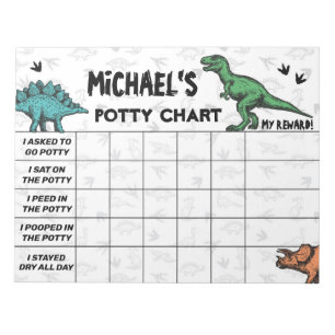 Dinosaur Potty Chart Persoonlijke naam en taken Notitieblok