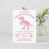 Dinosaur Preggosaurus Baby shower Girl Kaart (Staand voorkant)