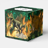 Dinosaur prehistorisch oerwoud vuur vlammen jongen bedankdoosjes (Achterkant)