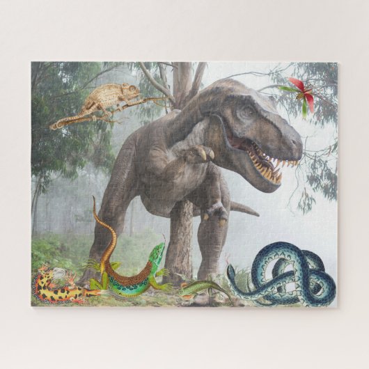 Dinosaur Prehistorische dieren Scary Surreal Legpuzzel (Horizontaal)